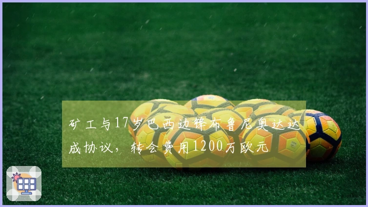 矿工与17岁巴西边锋布鲁尼奥达达成协议，转会费用1200万欧元